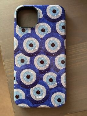 Blue Pattern Protective Phone Case with Circular Motif